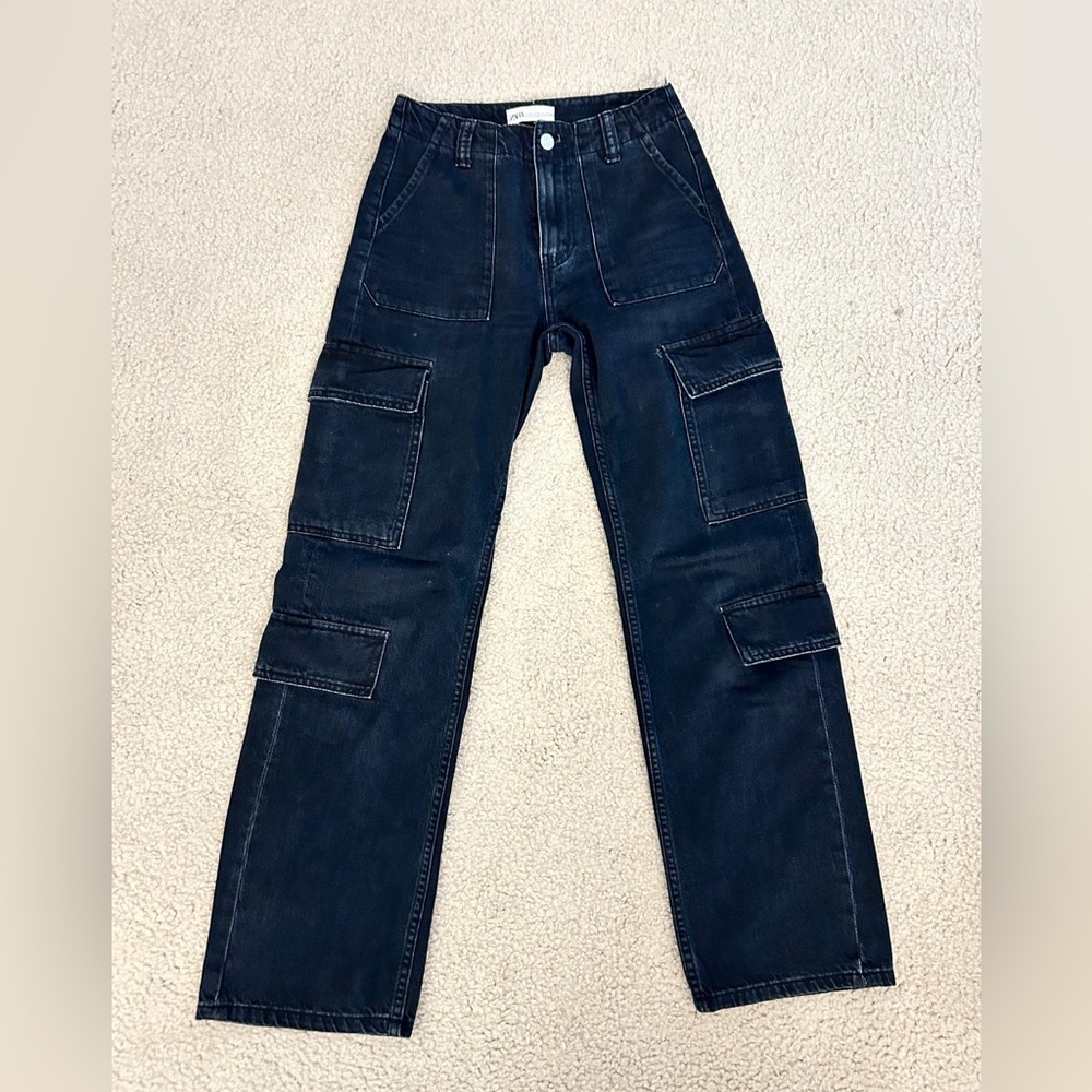 Zara Black Cargo Jeans with Utility Style
